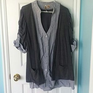 Cute Dress Shirt with Attached Sweater